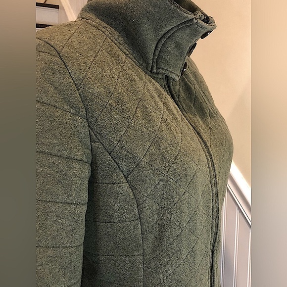 THE NORTH FACE Olive Green Full Zipper Diamond Quilted Fleece Lined Jacket Sz M - Picture 7 of 12